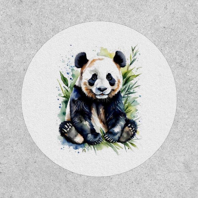 Beautiful Watercolor Panda Bear  Patch (Front)