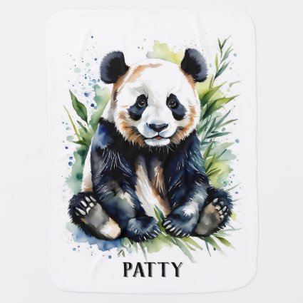 Beautiful Watercolor Panda Bear Personal Name