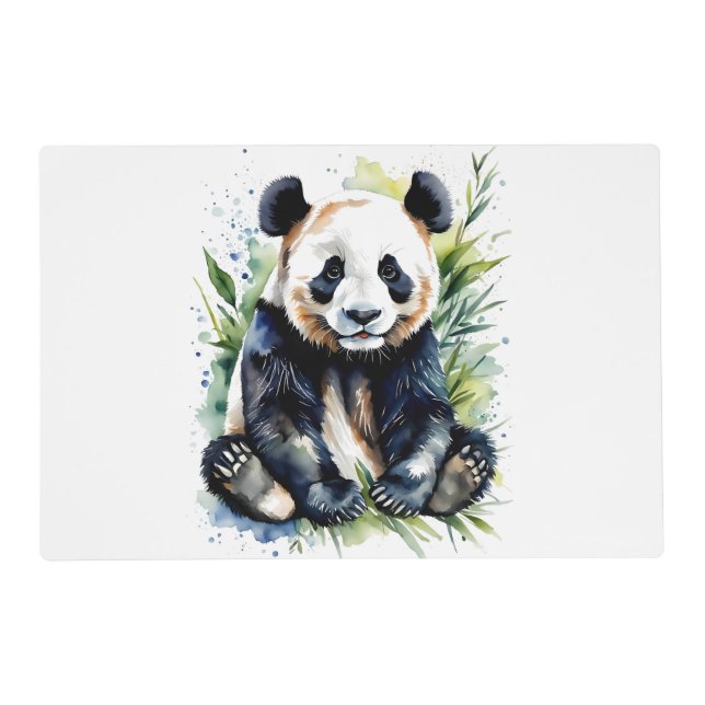 Beautiful Watercolor Panda Bear  Placemat (Front)