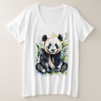 Beautiful Watercolor Panda Bear Plus Size T-Shirt