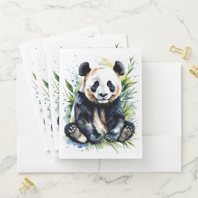 Beautiful Watercolor Panda Bear  Pocket Folder (In Situ)