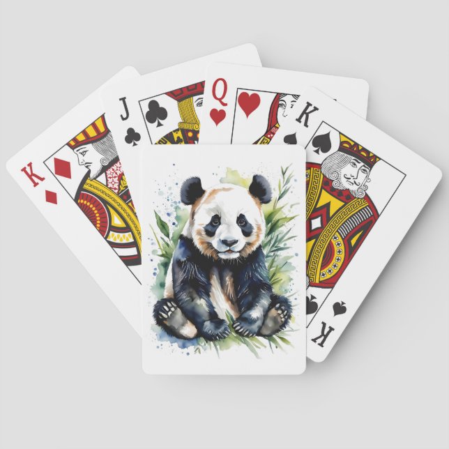 Beautiful Watercolor Panda Bear  Poker Cards (Back)