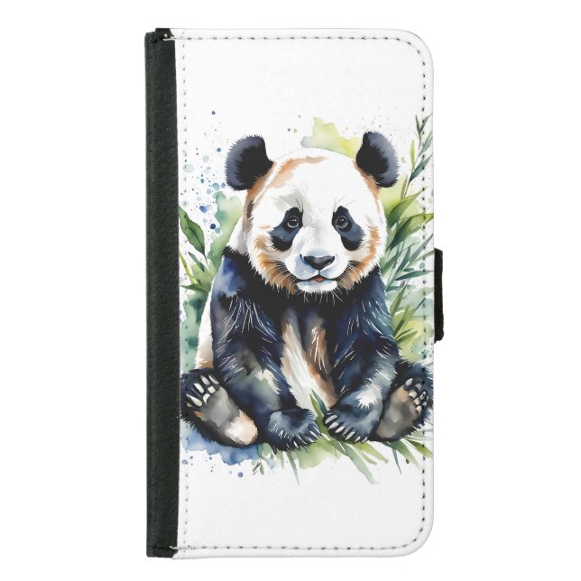 Beautiful Watercolor Panda Bear  Samsung Galaxy Wallet Case (Front)