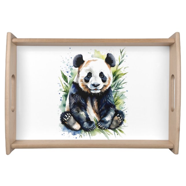 Beautiful Watercolor Panda Bear  Serving Tray (Front)