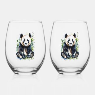 Beautiful Watercolor Panda Bear 