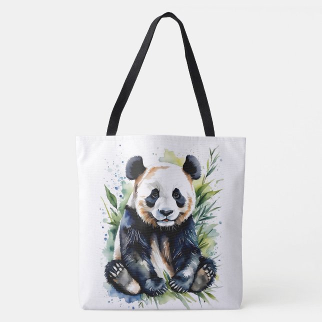 Beautiful Watercolor Panda Bear  Tote Bag (Front)