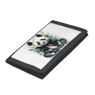Beautiful Watercolor Panda Bear Tri-fold Wallet