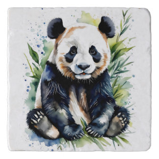 Beautiful Watercolor Panda Bear  Trivet