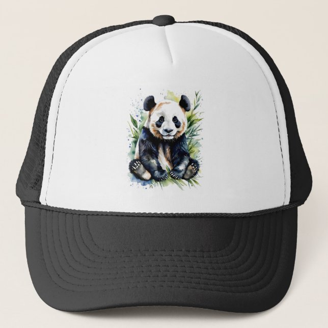 Beautiful Watercolor Panda Bear  Trucker Hat (Front)