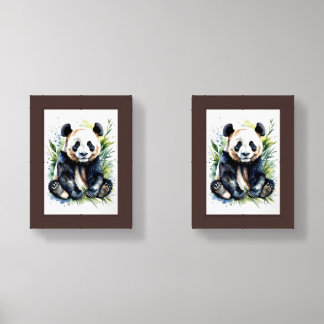 Beautiful Watercolor Panda Bear Wall Art Sets