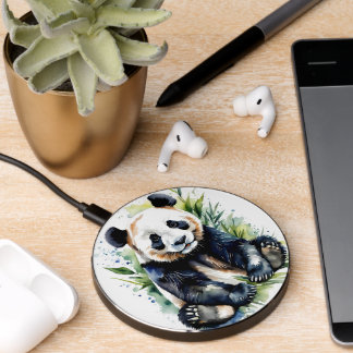 Beautiful Watercolor Panda Bear  Wireless Charger