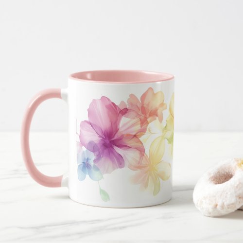 Beautiful Watercolor Pastel Flower Pedals Coffee Mug