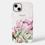 Beautiful Watercolor Peonies Beige Personalized Case-Mate iPhone 14 Plus Case