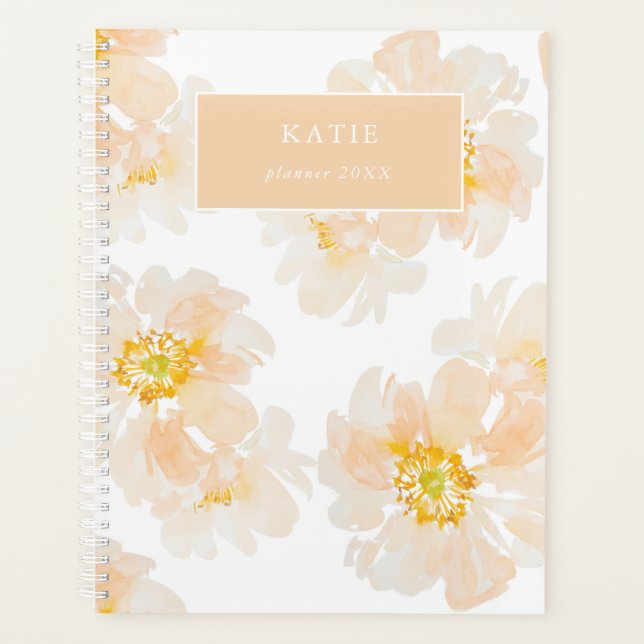 Beautiful watercolor peony blooms   planner (Front)