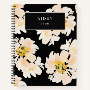 Beautiful watercolor peony personalized design notebook
