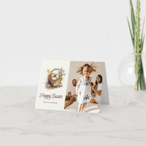 Beautiful Watercolor Photo Happy Easter Holiday Card
