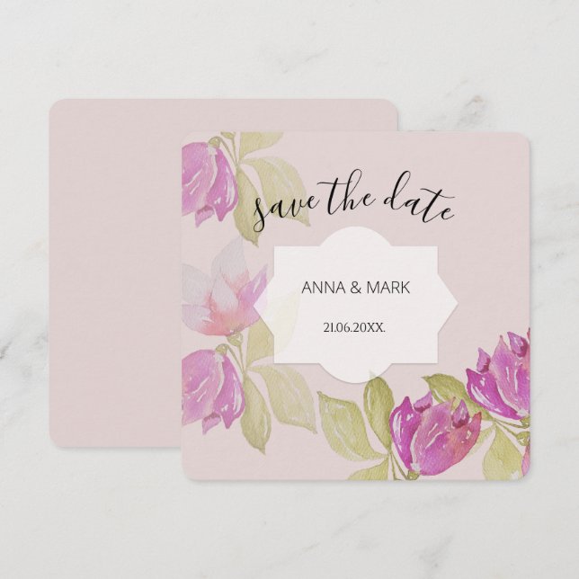 Beautiful Watercolor Pink Flowers Hand-painted (Front/Back)