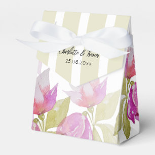 Beautiful Watercolor Pink Flowers Hand-painted Favor Boxes