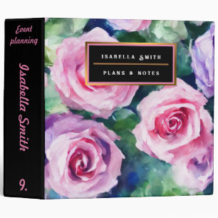 Beautiful Watercolor Pink Rose Popular Collection 3 Ring Binder
