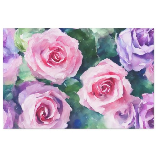 Beautiful Watercolor Pink Rose Popular Collection Tissue Paper
