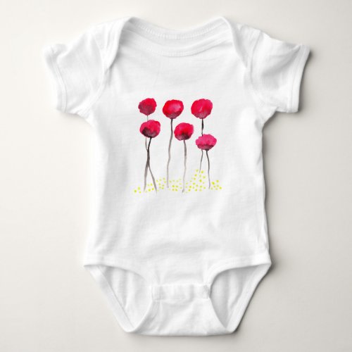 Beautiful watercolor poppies baby bodysuit