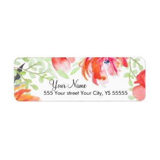 Beautiful Watercolor Poppy Flower Design Label