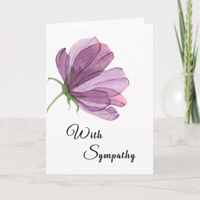 Beautiful Watercolor Purple Flower Sympathy Card (Front)