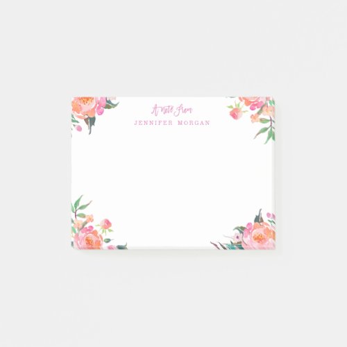 Beautiful Watercolor Purple Pink Flowers Post_it Notes