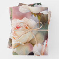 Beautiful Watercolor Roses Wrapping Paper Sheets, Zazzle