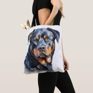 BEAUTIFUL WATERCOLOR ROTTWEILER PUPPY DOG TOTE BAG