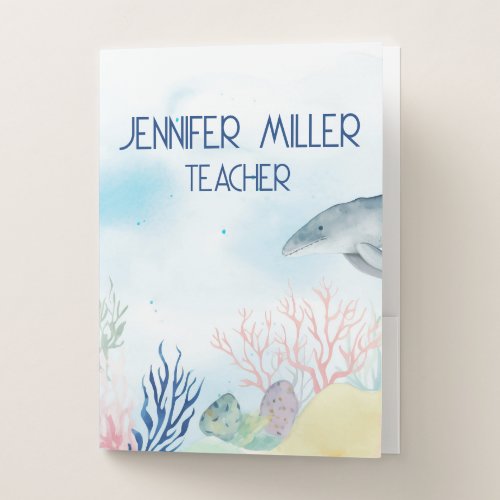 Beautiful watercolor sea life  pocket folder