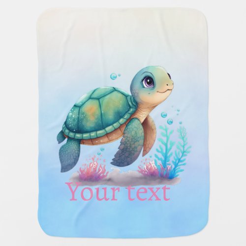 Beautiful watercolor sea turtle baby blanket