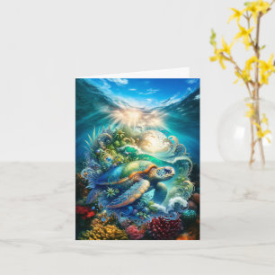 Beautiful Watercolor Sea Turtle Greeting Card