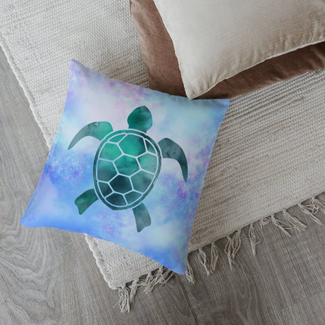 Beautiful Watercolor Sea Turtle Throw Pillow (Creator Uploaded)