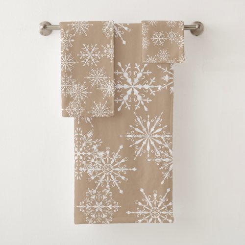 Beautiful Watercolor Snowflake Holiday Bath Towel Set