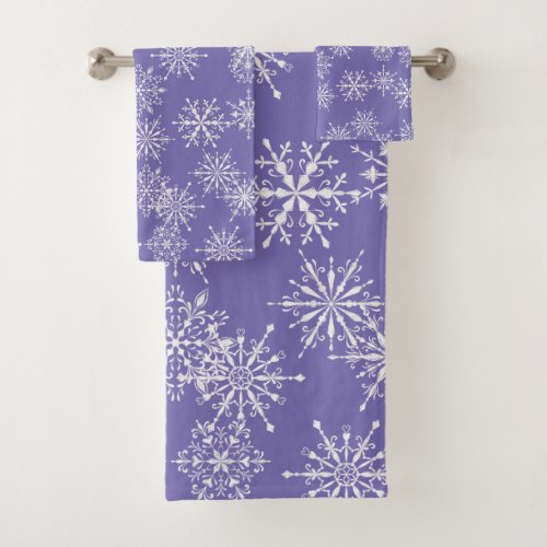 Beautiful Watercolor Snowflake Holiday  Bath Towel Set