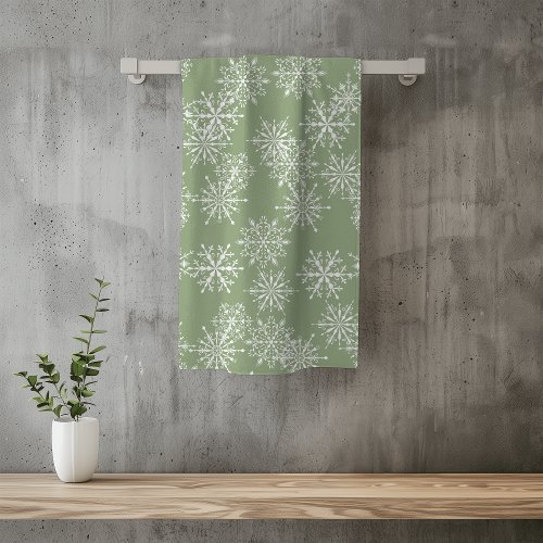 Beautiful Watercolor Snowflake Holiday Bath Towel Set