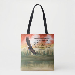 Beautiful Watercolor Soaring Eagle Isaiah 40:31 Tote Bag