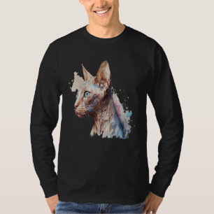 Beautiful Watercolor Sphynx cat Portrait T-Shirt