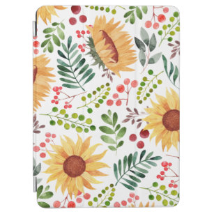 Beautiful Watercolor Sunflowers and Berries iPad Air Cover