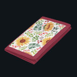 Beautiful Watercolor Sunflowers and Berries  Trifold Wallet<br><div class="desc">Hand painted watercolor sunflower,  berries and branches pattern</div>