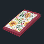 Beautiful Watercolor Sunflowers and Berries  Trifold Wallet<br><div class="desc">Hand painted watercolor sunflower,  berries and branches pattern</div>