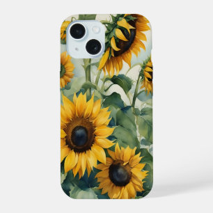 Beautiful Watercolor Sunflowers iPhone 15 Case