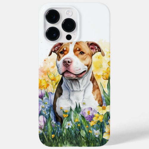 BEAUTIFUL WATERCOLOR TAN WHITE PITBULL TERRIER Case_Mate iPhone 14 PRO MAX CASE