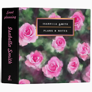 Beautiful Watercolor Trendy Pink Roses Collection 3 Ring Binder
