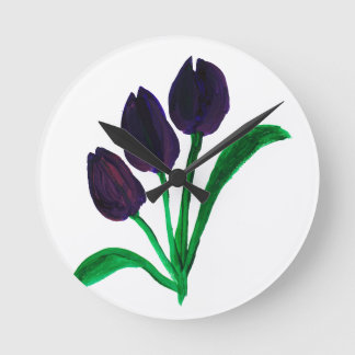 Beautiful watercolor tulips round clock