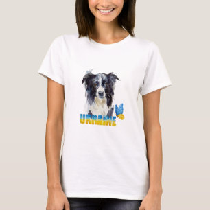 Beautiful Watercolor Ukraine Dog and Butterfly T-Shirt