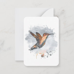 Beautiful Watercolor Vintage Abstract Hummingbird Note Card