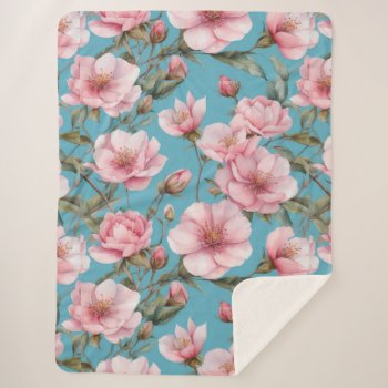 Beautiful Watercolor Vintage Spring Floral Pattern Sherpa Blanket by ReligiousStore at Zazzle