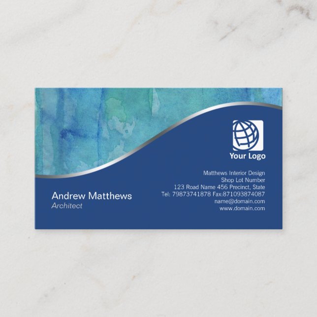 Beautiful Watercolor Wash Architect Business Card (Front)